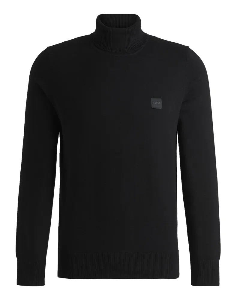 HUGO BOSS Leichter Rollkragenpullover mit Kaschmiranteil in Schwarz