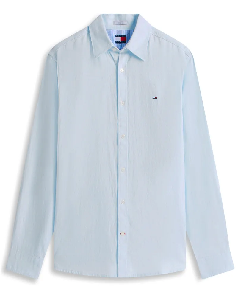Tommy Hilfiger Legeres Hemd aus einem Leinen-Baumwolle-Mix mit Kentkragen, Regular in Hellblau