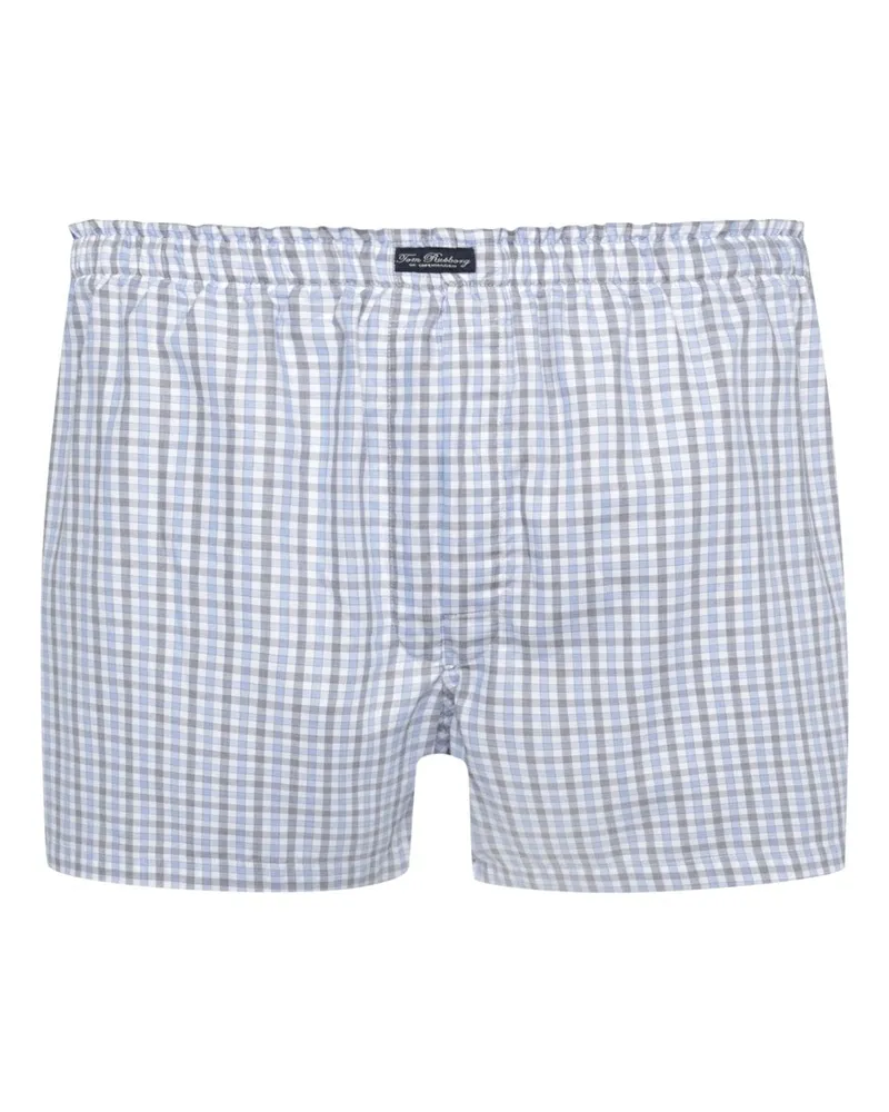 Tom Rusborg Boxershorts mit Karomuster in Hellblau