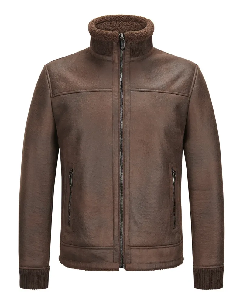 Milestone Blouson Riano aus Mikrofaser in Leder-Optik in Dunkelbraun