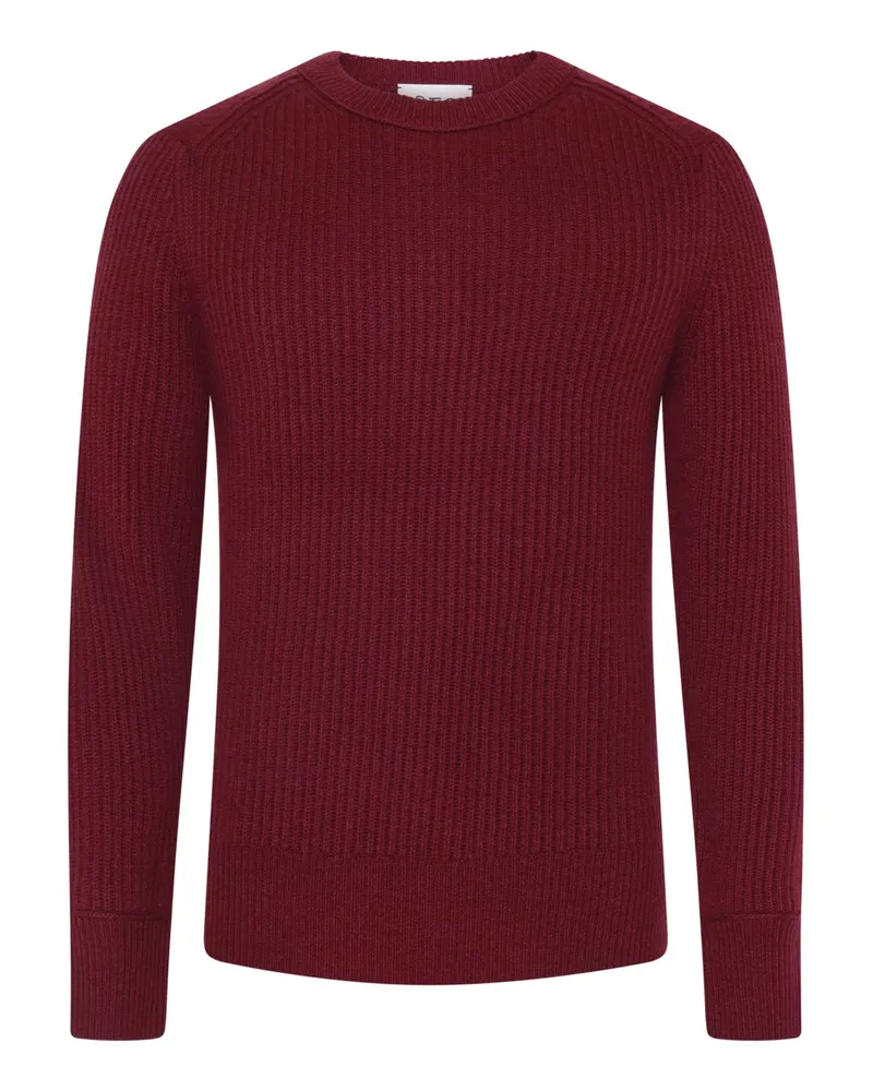 FTC Cashmere Softer Rundhalspullover aus Kaschmir mit Rippbündchen in Bordeaux