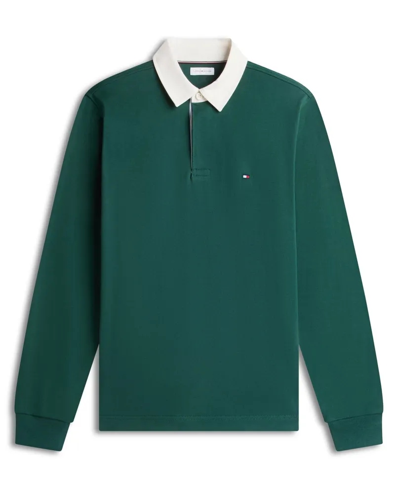 Tommy Hilfiger Rugbyshirt aus Baumwolle mit Logo-Stickerei in Grün