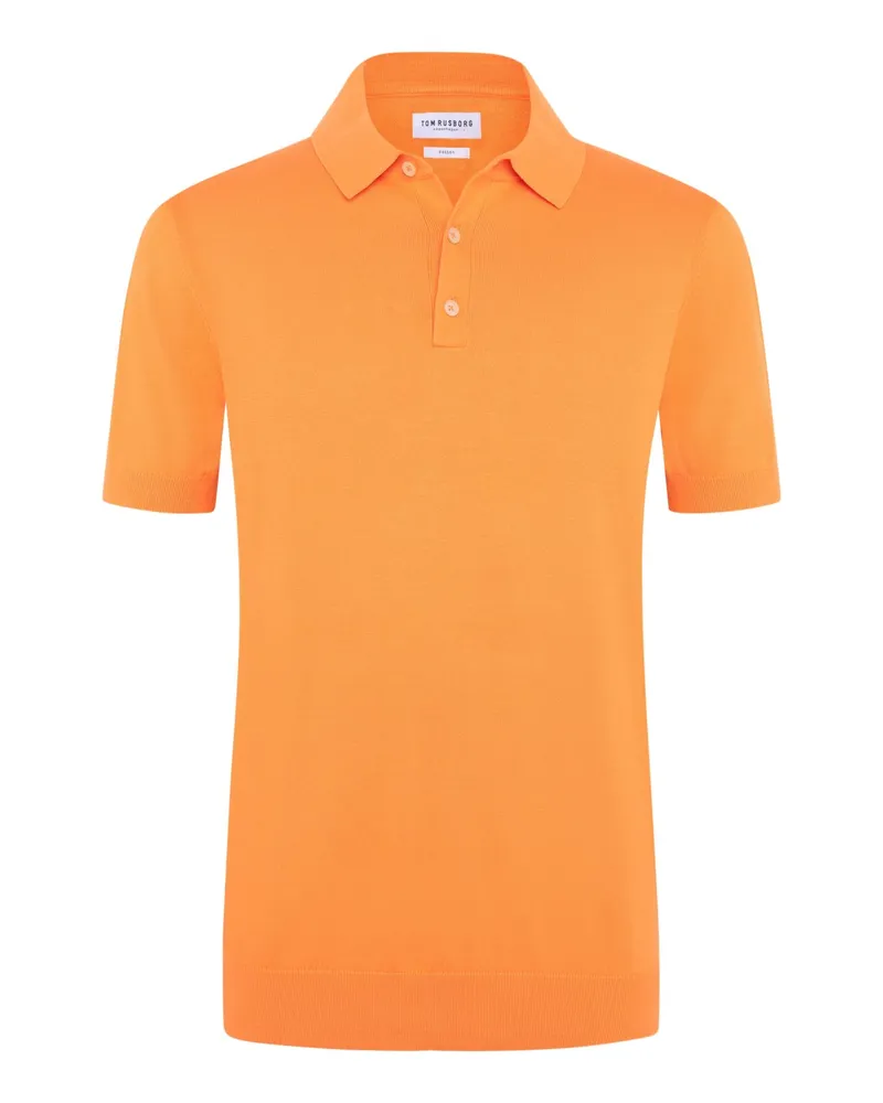 Tom Rusborg Leichtes Poloshirt mit gerippten Bündchen in Orange