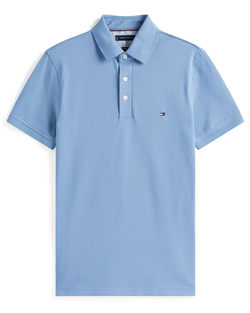 Tommy Hilfiger Slim Fit Poloshirt 1985 mit Stretch und Flag-Stickerei, Slim Fit in Hellblau