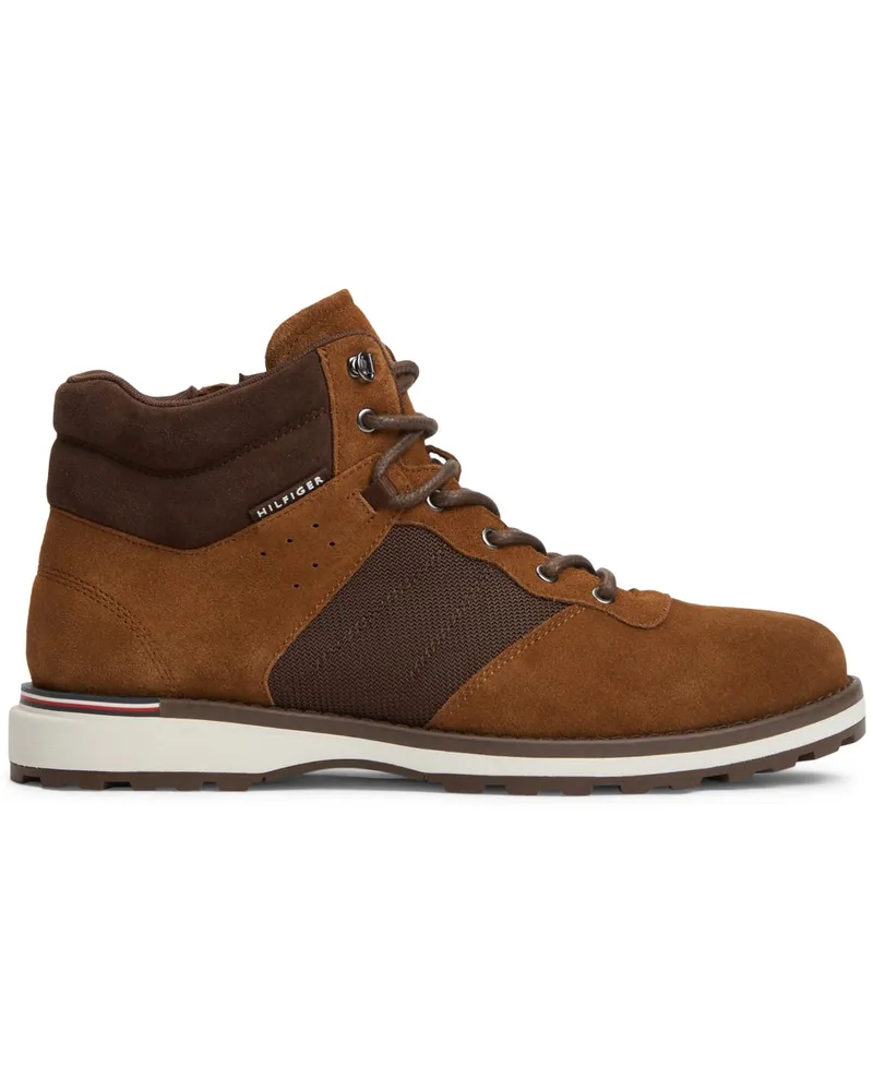 Tommy Hilfiger Knöchelhohe Boots aus weichem Veloursleder in Cognac