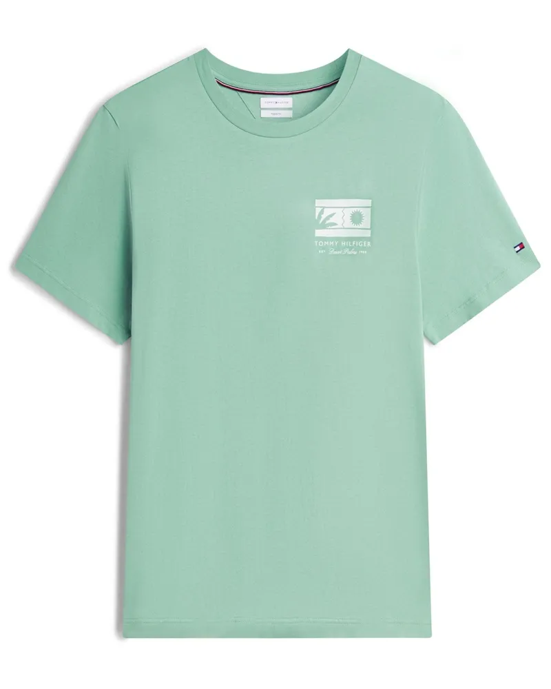 Tommy Hilfiger T-Shirt aus Baumwolle mit Label-Print, Regular Fit in Mint