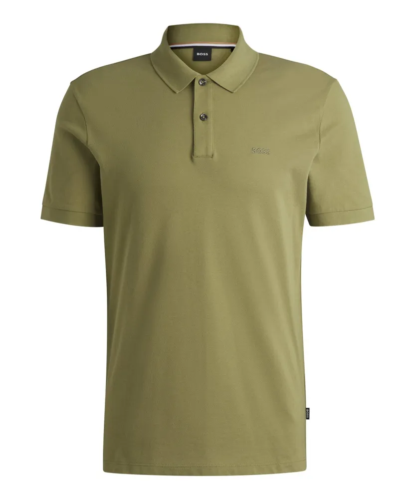 HUGO BOSS Unifarbenes Piqué-Poloshirt mit Logo-Stickerei in Grün