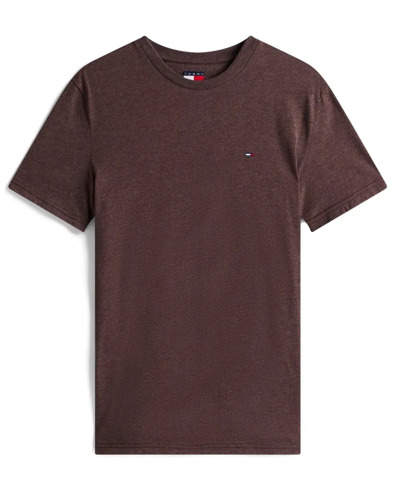 Tommy Hilfiger Meliertes T-Shirt mit Logo-Aufnäher in Braun
