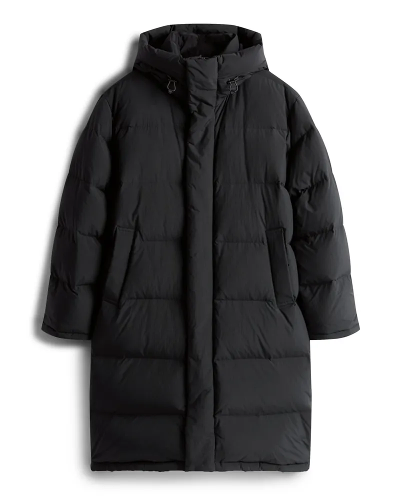 Tommy Hilfiger Steppmantel mit Kapuze und Daunenfüllung in Schwarz