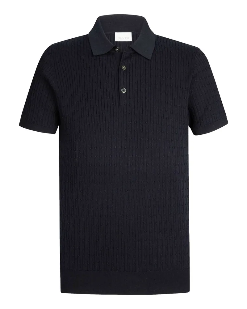 Profuomo Strick-Poloshirt mit Tencel™ in Zopfstrickmuster in Marine
