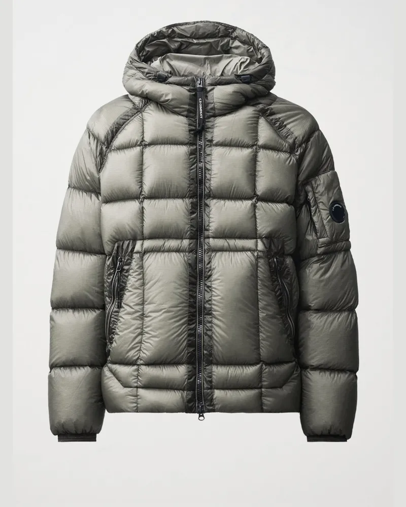 C.P. Company Gesteppte D.D. Shell-Leichtdaunenjacke mit Kapuze in Grau