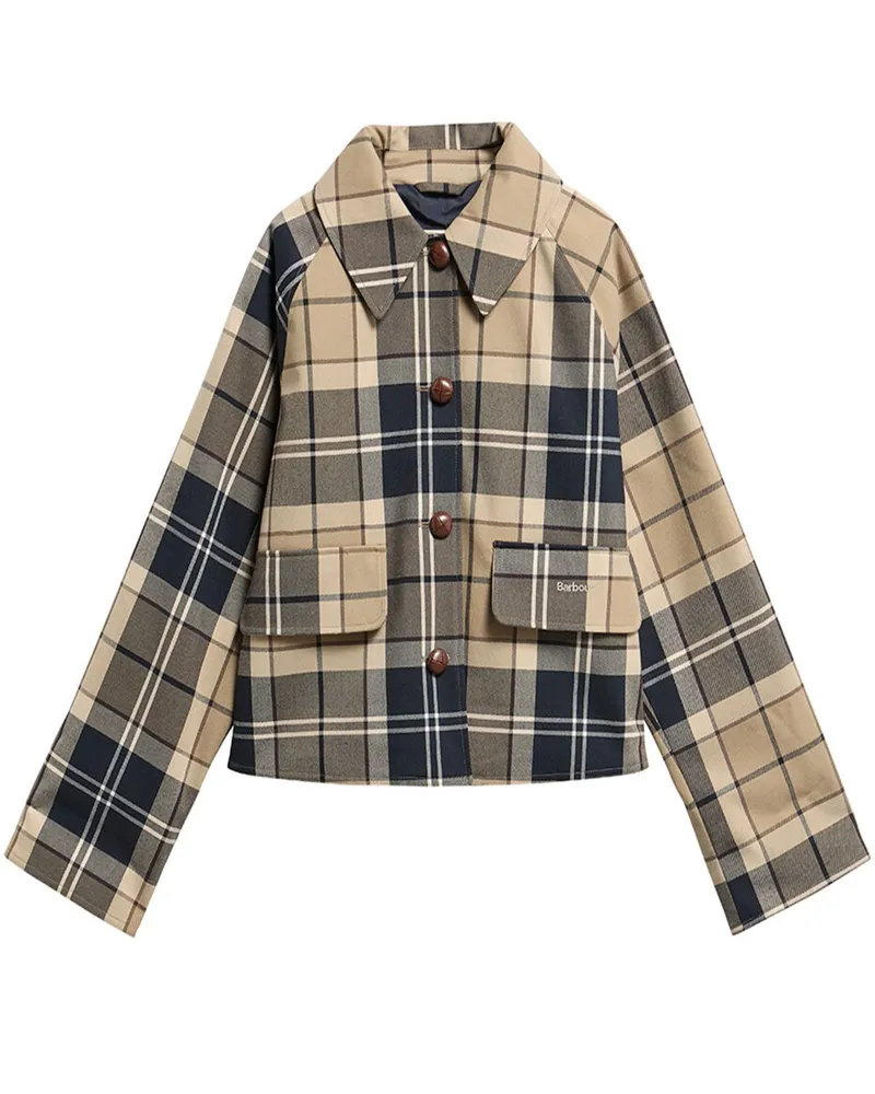 Barbour Damen-Blouson Delilah mit Tartan-Muster und Umlegekragen in Beige