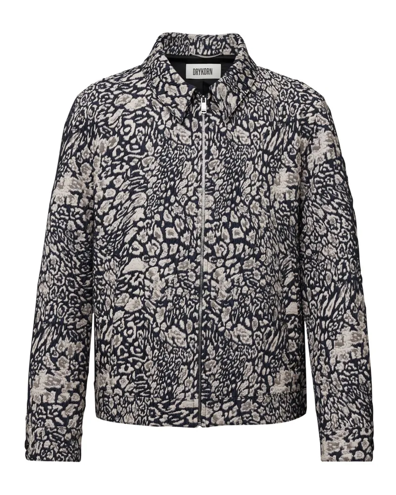 Drykorn Leichte Zip-Jacke mit Kreppstruktur und Umlegekragen in Kreide