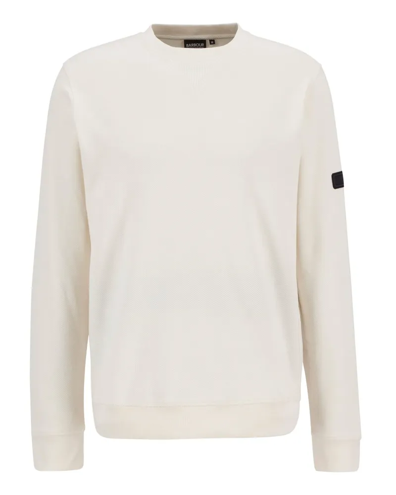 Barbour Sweatshirt mit diagonalem Webmuster und Logo-Patch in Offwhite