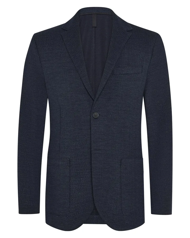 Harris Wharf London Einreiher-Sakko aus einem Materialmix mit fallendem Revers in Marine