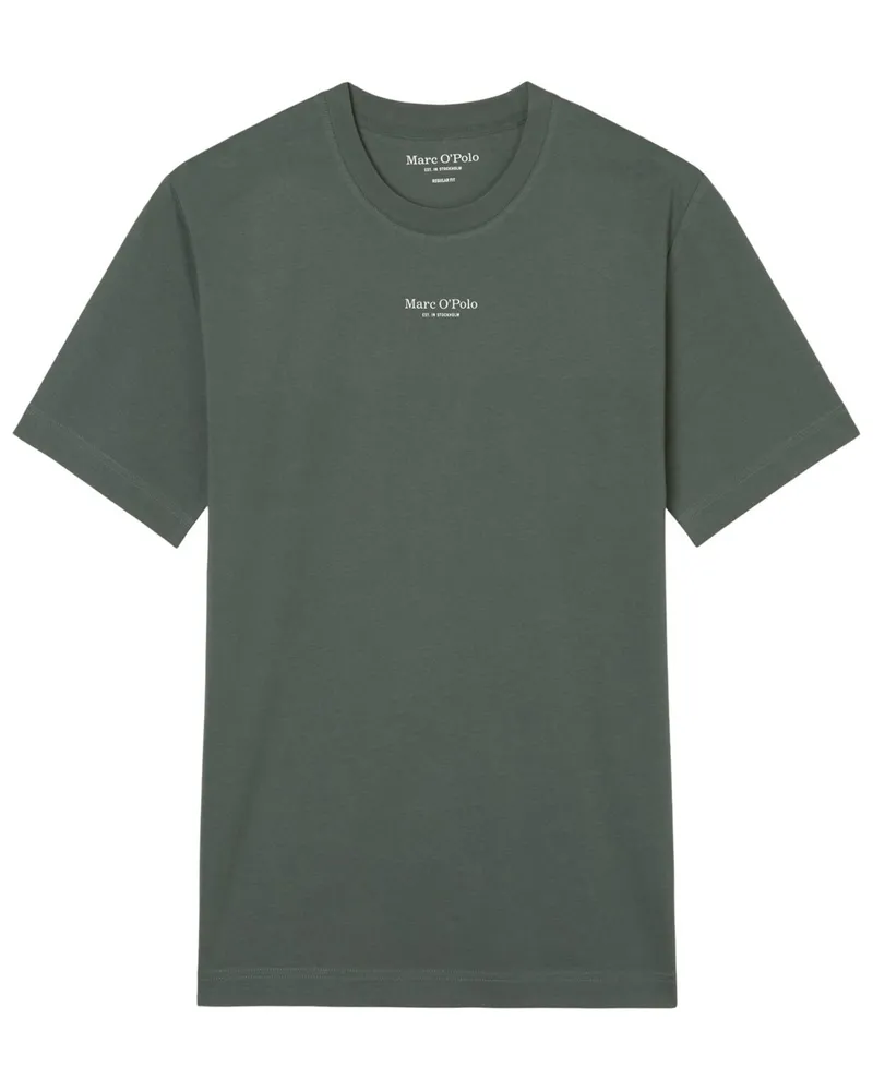 Marc O'Polo T-Shirt aus Baumwolle mit Label-Print, Regular Fit in Oliv