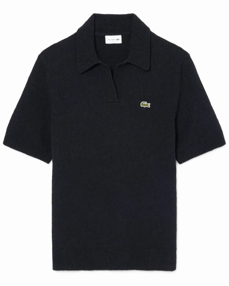 Lacoste Poloshirt in Bouclé-Strick mit Variokragen, Classic Fit in Schwarz
