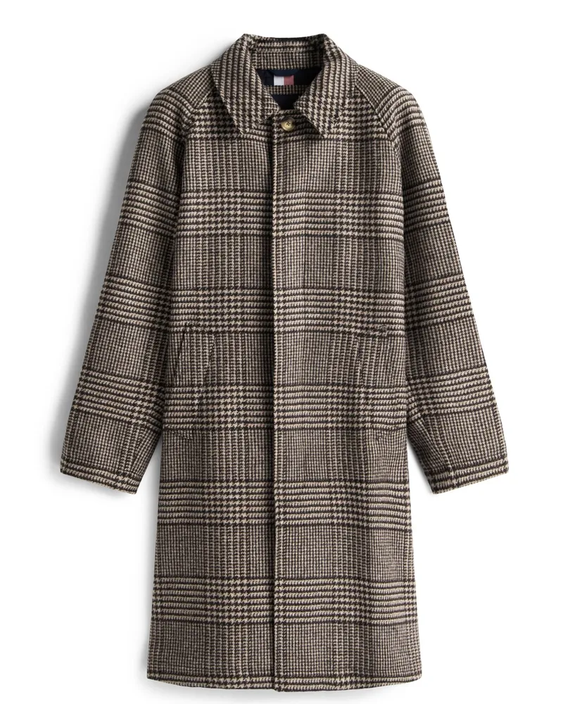 Tommy Hilfiger Wollmantel mit kariertem Pepita-Muster in Braun