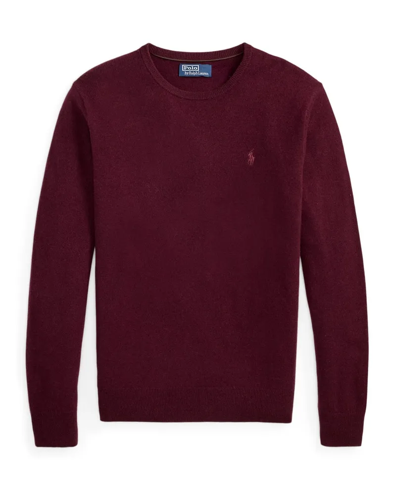 Ralph Lauren Softer Rundhalspullover aus Wolle mit Pony-Stickerei, Regular Fit in Bordeaux