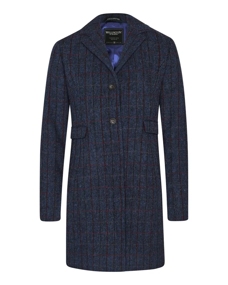 Wellington of Bilmore Harris Tweed Damenmantel Emilia mit Glencheck-Muster in Blau