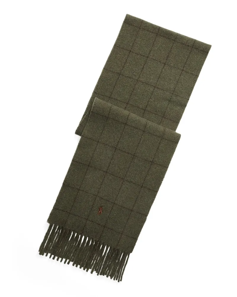 Ralph Lauren Softer Schal mit Fensterkaro und Fransen in Grün
