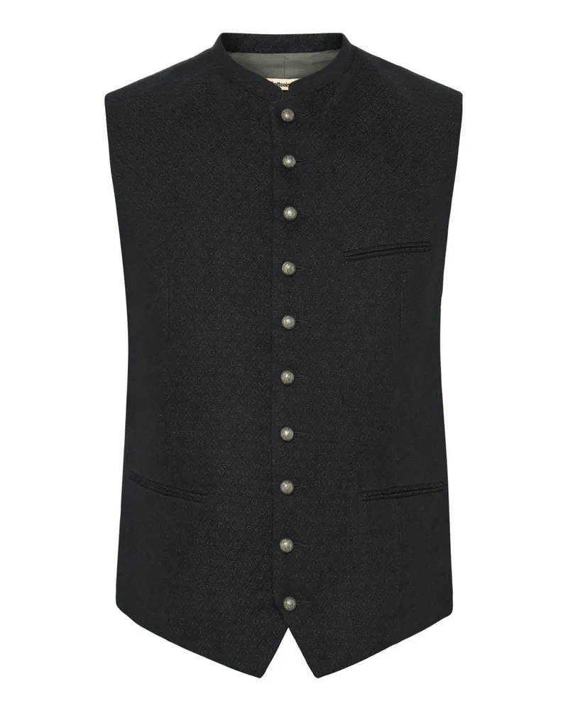 Gottseidank Trachtenweste mit Stehkragen aus Leinen-Mix in Marine