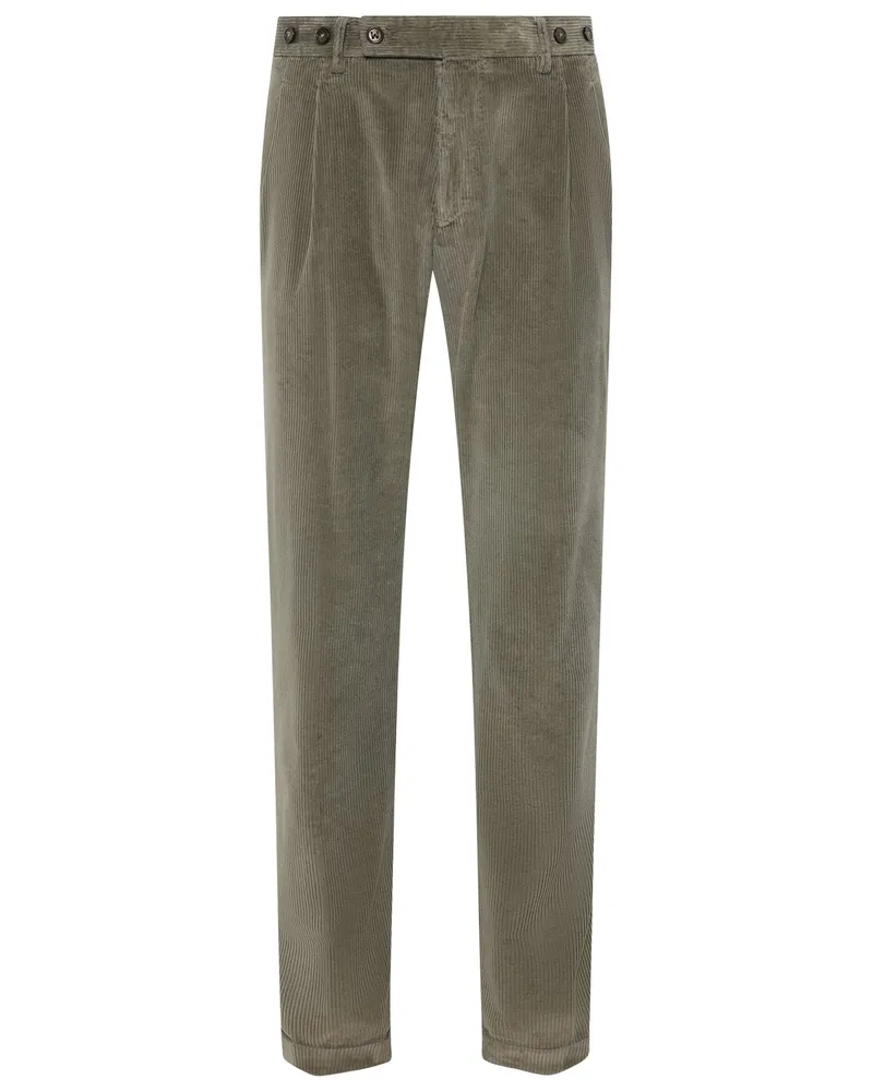 Berwich Feincordhose mit Bundfalte und Riegelverschluss in Braun