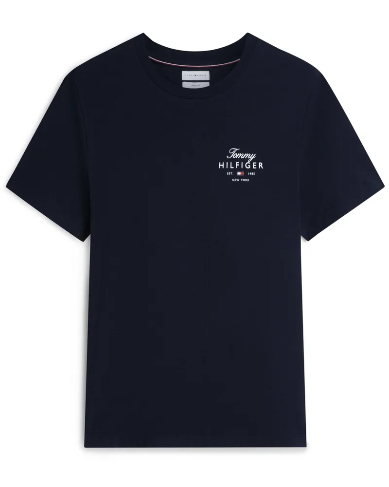 Tommy Hilfiger T-Shirt aus Baumwolle mit Label-Print, Regular Fit in Marine