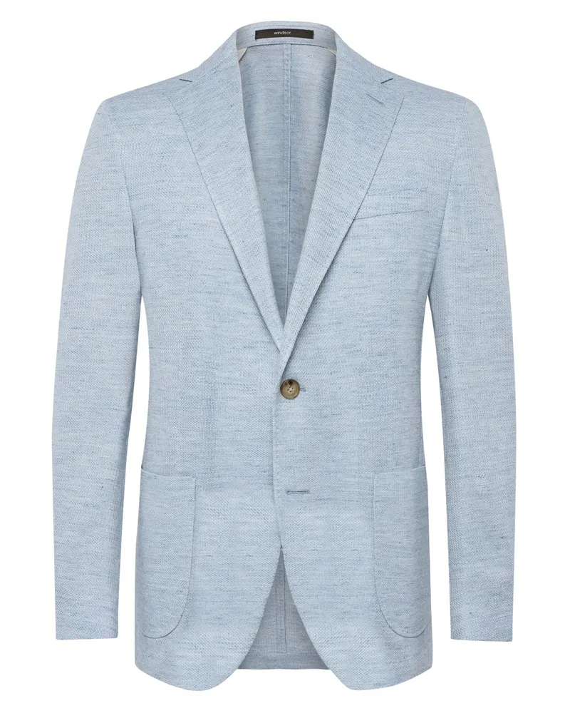 windsor. Ungefüttertes Sakko aus Leinen und Baumwolle mit Struktur, Shaped Fit in Hellblau