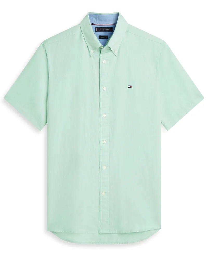 Tommy Hilfiger Kurzarmhemd aus Baumwolle und Leinen, Regular Fit in Mint