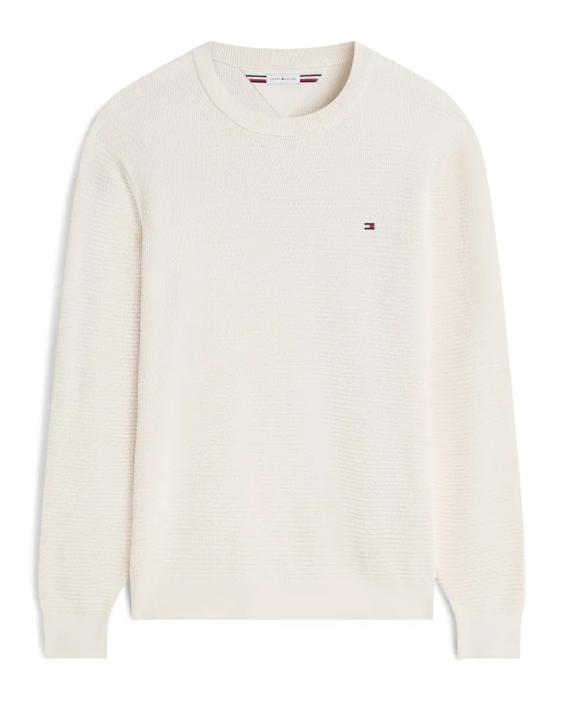 Tommy Hilfiger Pullover aus einem Baumwollstrick mit Logo-Stickerei in Offwhite