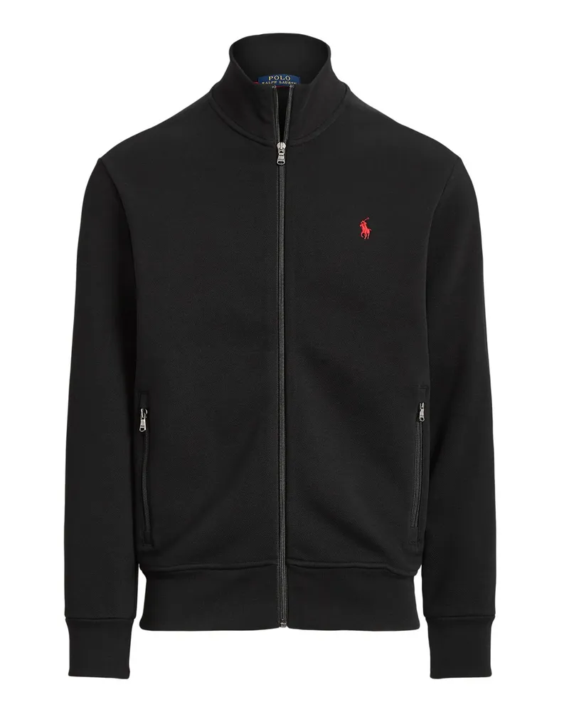Ralph Lauren Sweatjacke mit Logo-Aufnäher und Reißverschlusstaschen in Schwarz