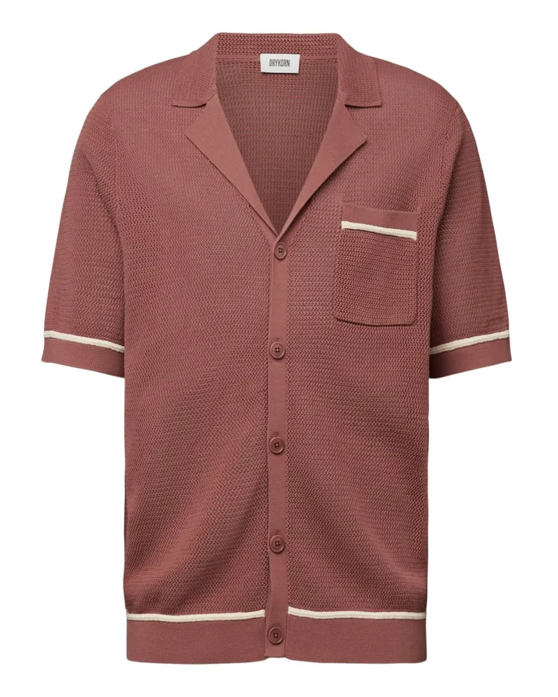 Drykorn Strick-Kurzarmhemd aus Baumwolle mit Struktur in Rostrot