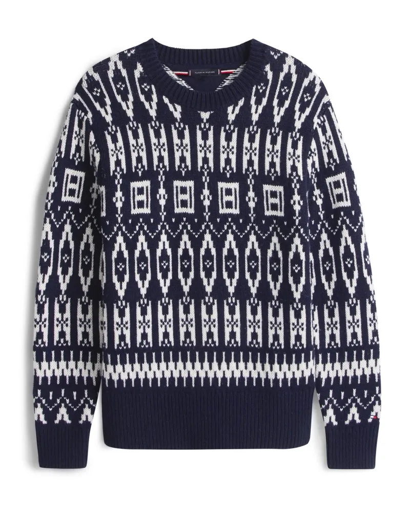 Tommy Hilfiger Softer Heavy Strick-Pullover mit Norwegermuster in Marine