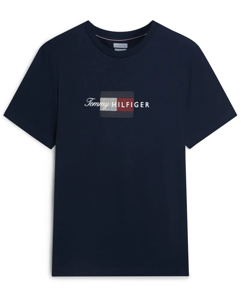 Tommy Hilfiger T-Shirt aus Baumwolle mit Label-Print, Regular Fit in Marine