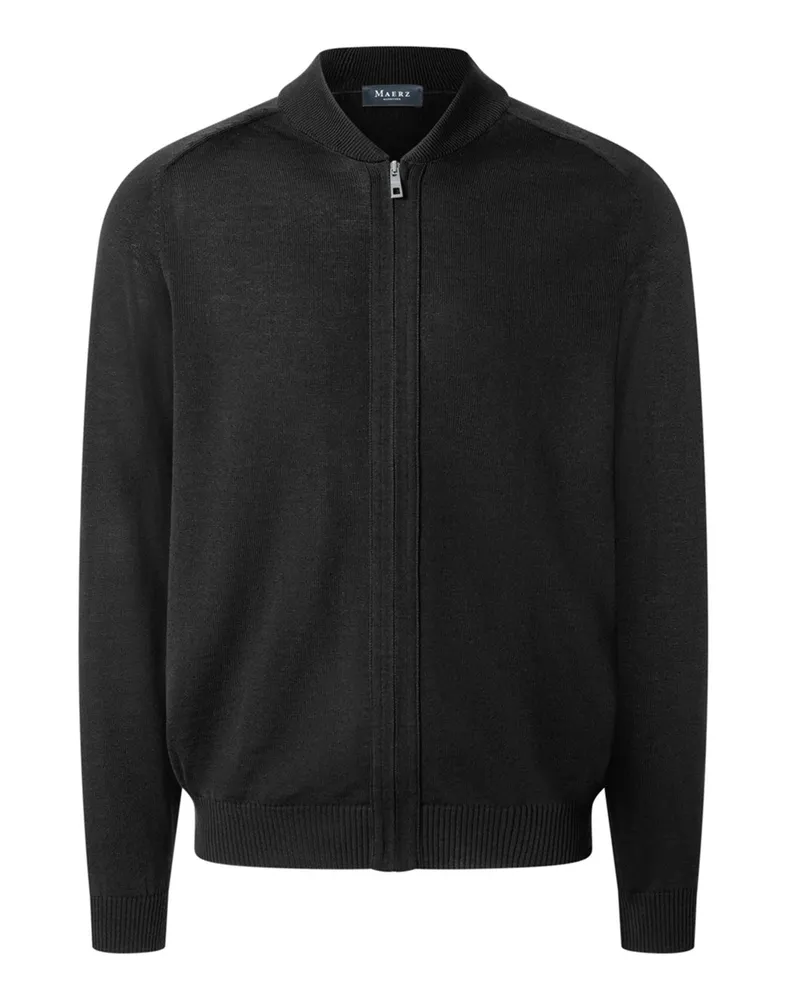 Maerz Strick-Blouson mit Collegekragen aus Superwash-Merinowolle, Regular in Schwarz