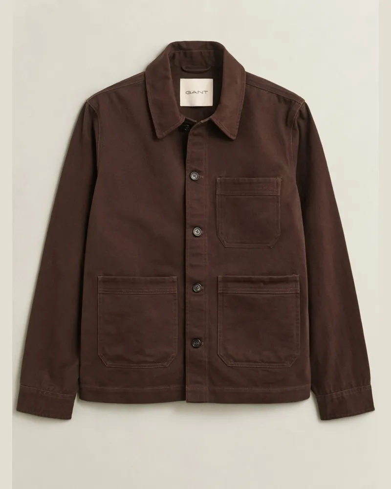 Gant Overshirt aus einem robusten Baumwoll-Twill, Regular FIt in Braun