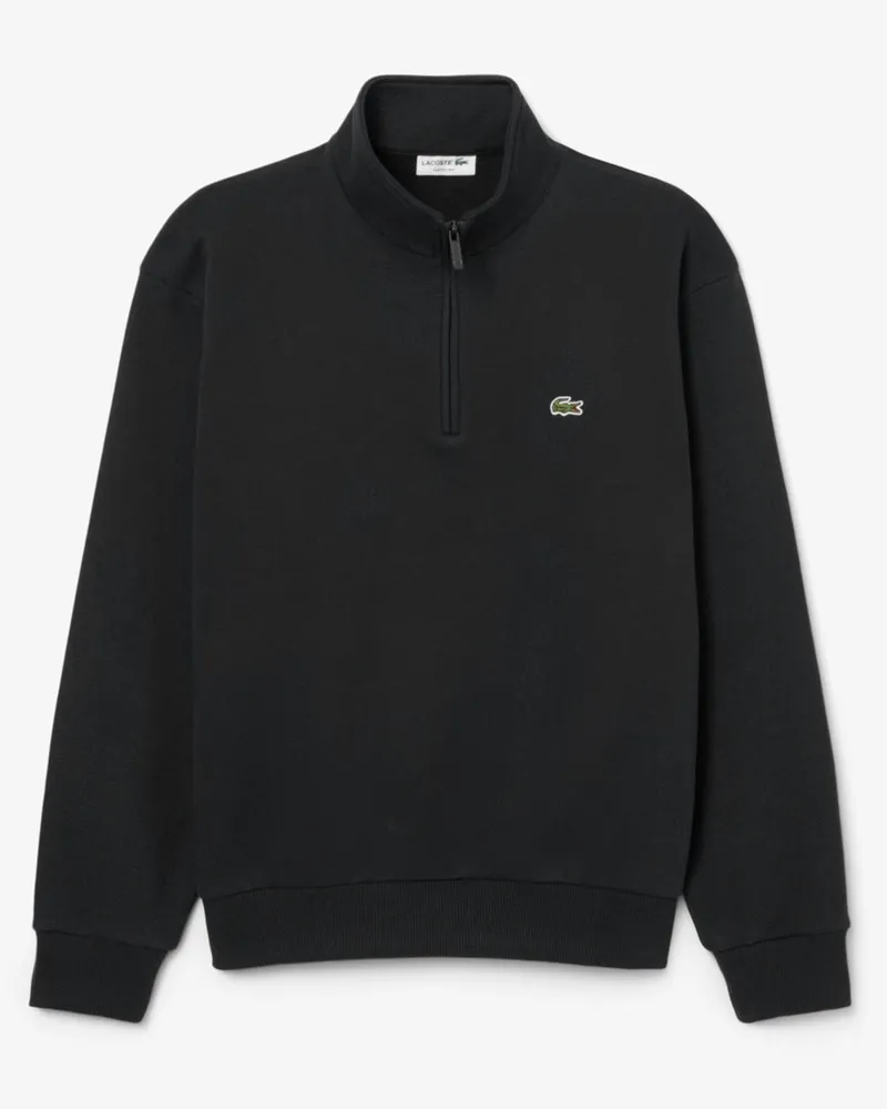 Lacoste Sweat-Troyer mit Logo-Aufnäher, Classic Fit in Schwarz