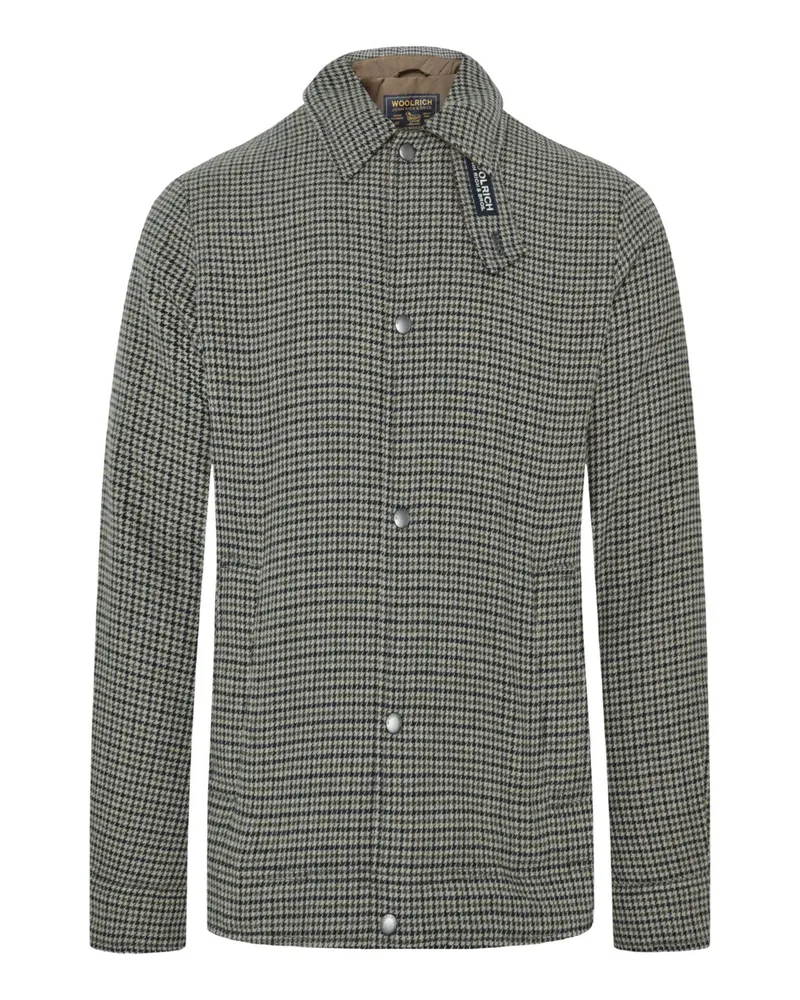 Woolrich Daunengefülltes Overshirt mit Hahnentrittmuster in Cognac