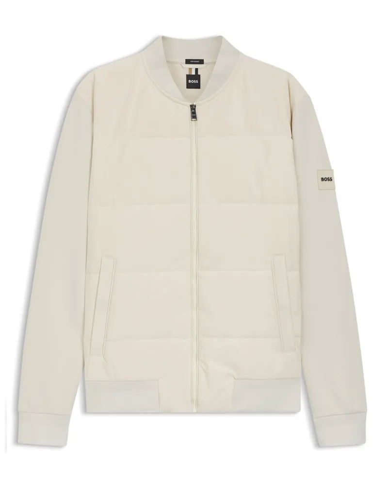 HUGO BOSS Wattierter Blouson aus mercerisierter Baumwolle mit Steppfront in Beige
