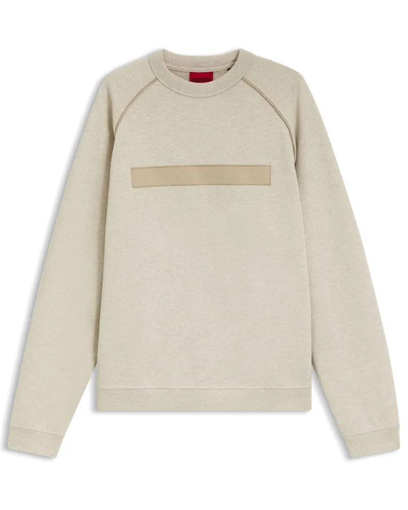 HUGO BOSS Sweatshirt mit gummierter Label-Stickerei in Beige