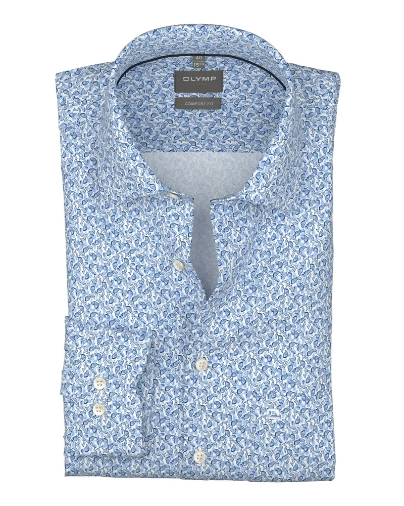 Olymp Luxor, Comfort Fit, Hemd aus Baumwolle mit Print in Hellblau