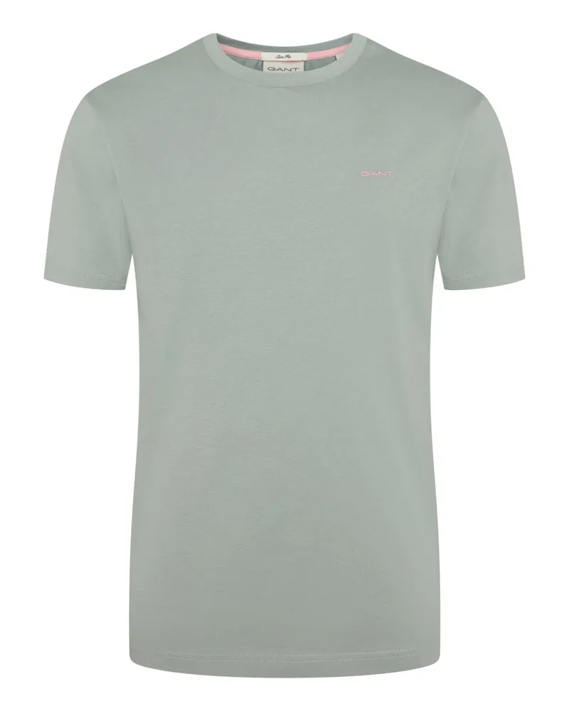 Gant Baumwoll-T-Shirt mit Logostickerei in Hellgrün