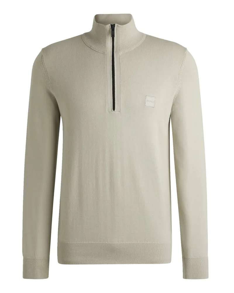 HUGO BOSS Strick-Troyer mit Kaschmiranteil und Label-Aufnäher in Natur