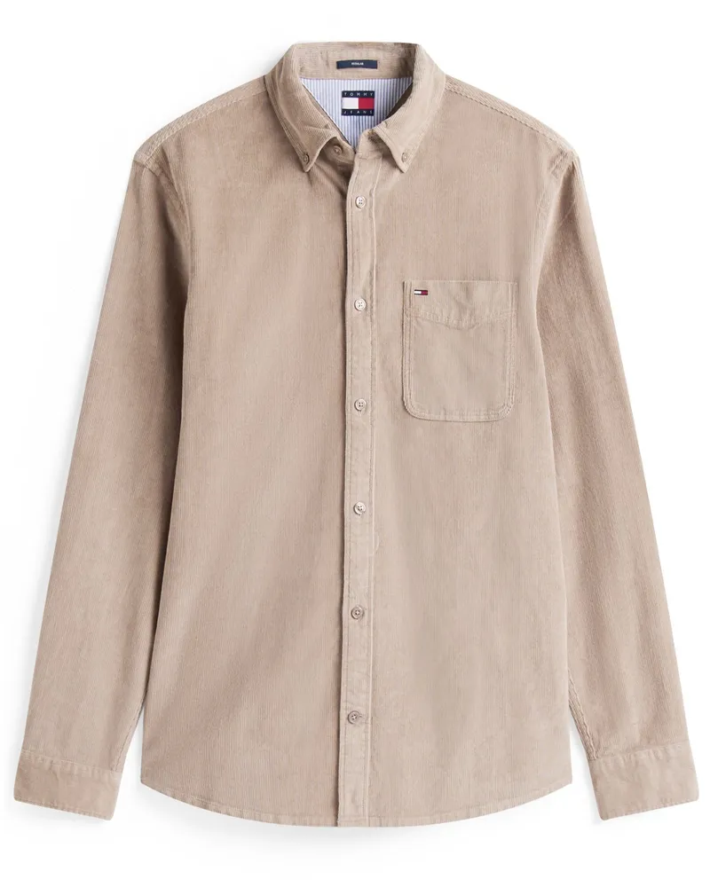 Tommy Hilfiger Cordhemd aus Baumwolle mit Brusttasche, Regular Fit in Beige