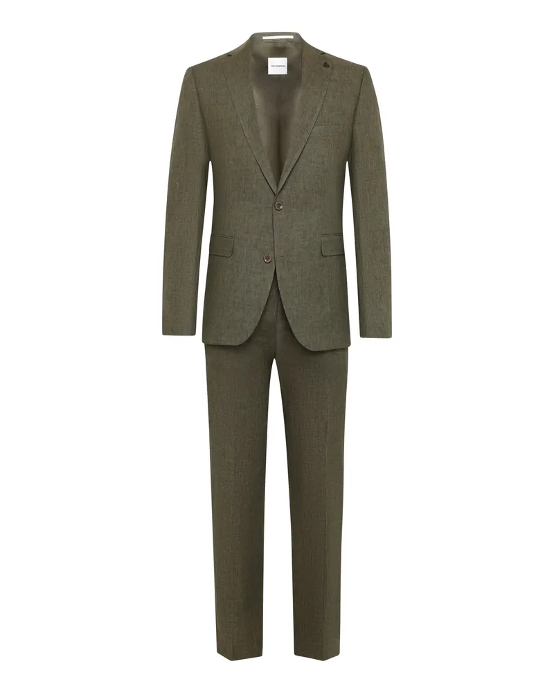 Roy Robson Einreihiger Anzug aus Leinen mit fallendem Reverskragen in Oliv