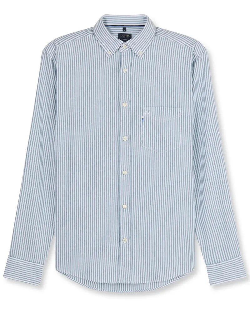 Olymp Casual, Oxfordhemd aus Baumwolle mit Streifen, Regular Fit in Grün