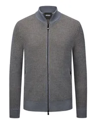 HUGO BOSS Strickjacke mit Stehkragen und zip Grau