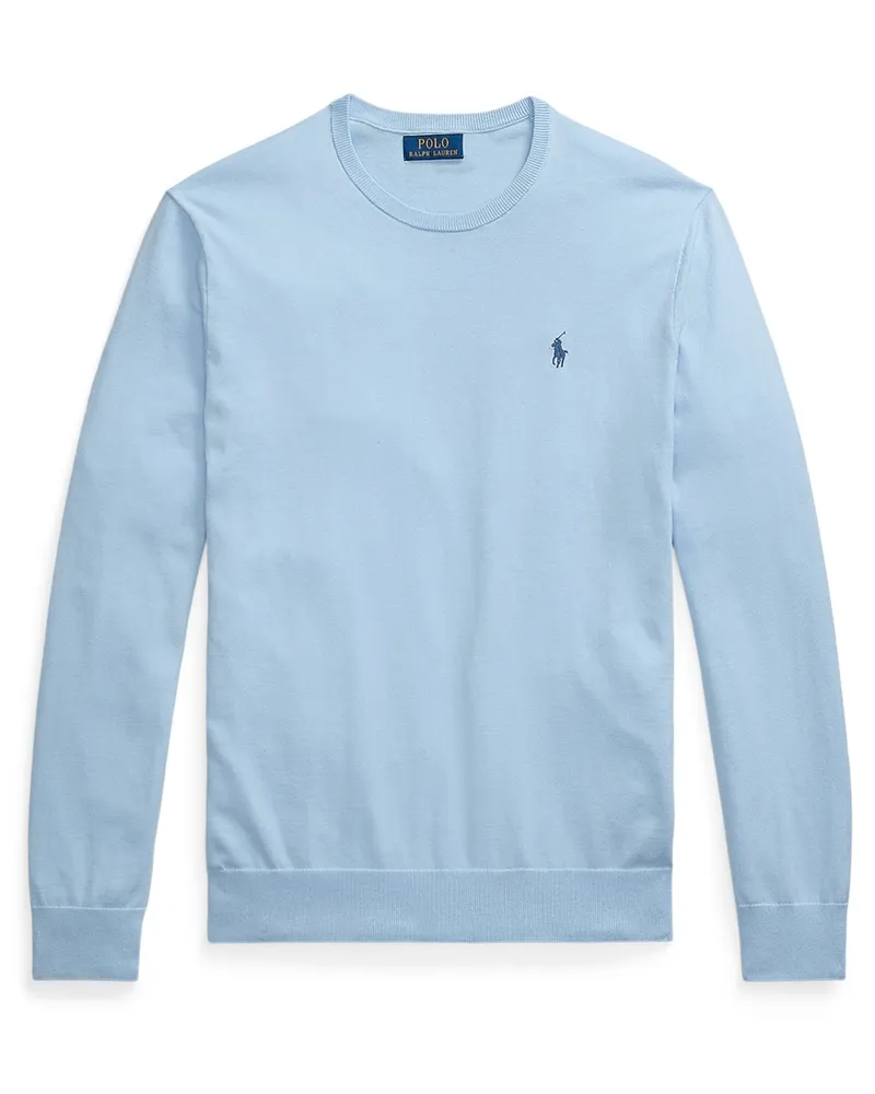 Ralph Lauren Leichter und softer Rundhalspullover aus Baumwolle, Slim Fit in Hellblau