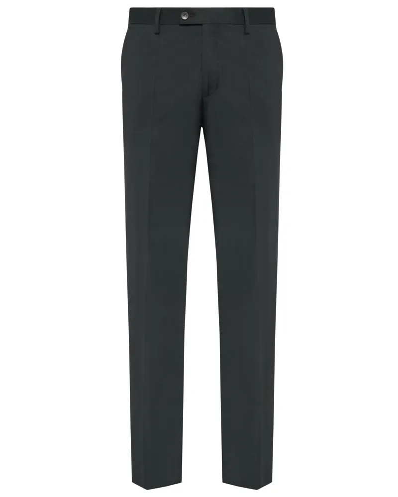 CG Stoffhose aus Schurwolle mit Bügelfalte, Slim Fit in Grün